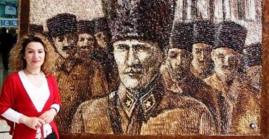 15 BİN ANTEP FISTIĞINDAN ATATÜRK PORTRESİ